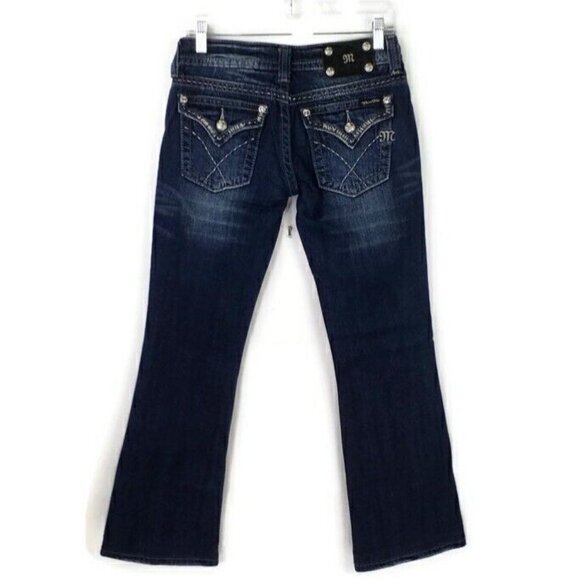 Miss Me JW5180B7V Medium Stonewash Distressed Bootcut Denim Jeans Womens 27 - Picture 2 of 16